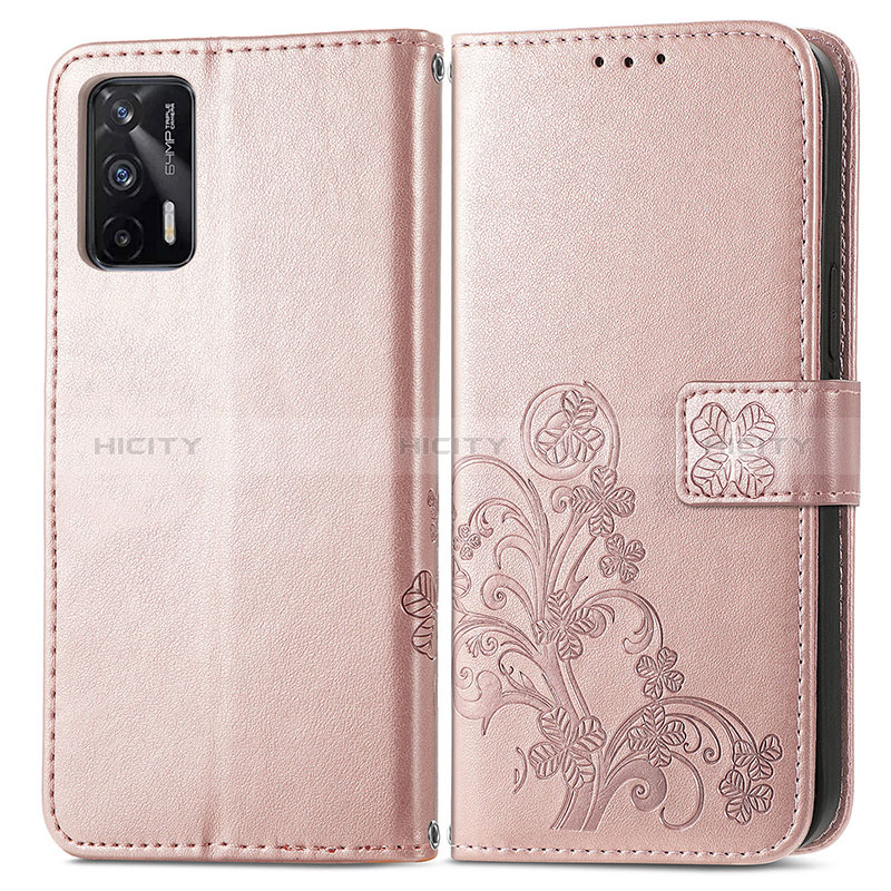 Handytasche Stand Schutzhülle Flip Leder Hülle Blumen für Realme Q3 Pro 5G Rosegold Plus