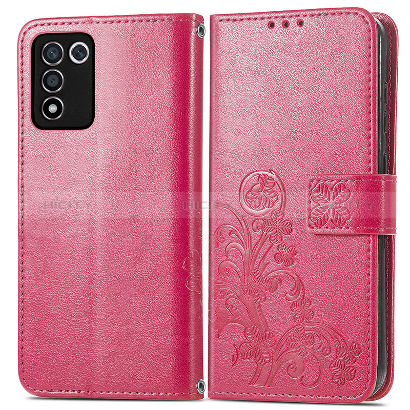 Handytasche Stand Schutzhülle Flip Leder Hülle Blumen für Realme Q3t 5G Rot Plus