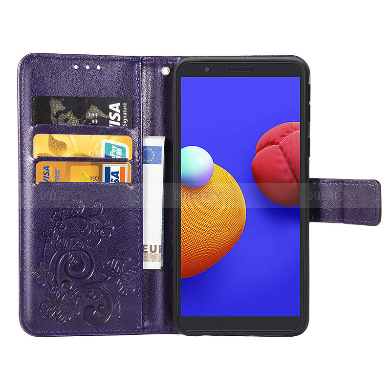 Handytasche Stand Schutzhülle Flip Leder Hülle Blumen für Samsung Galaxy A01 Core