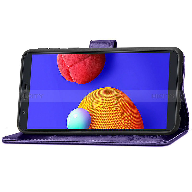 Handytasche Stand Schutzhülle Flip Leder Hülle Blumen für Samsung Galaxy A01 Core