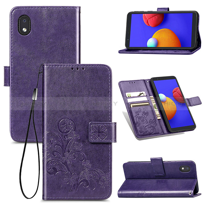 Handytasche Stand Schutzhülle Flip Leder Hülle Blumen für Samsung Galaxy A01 Core