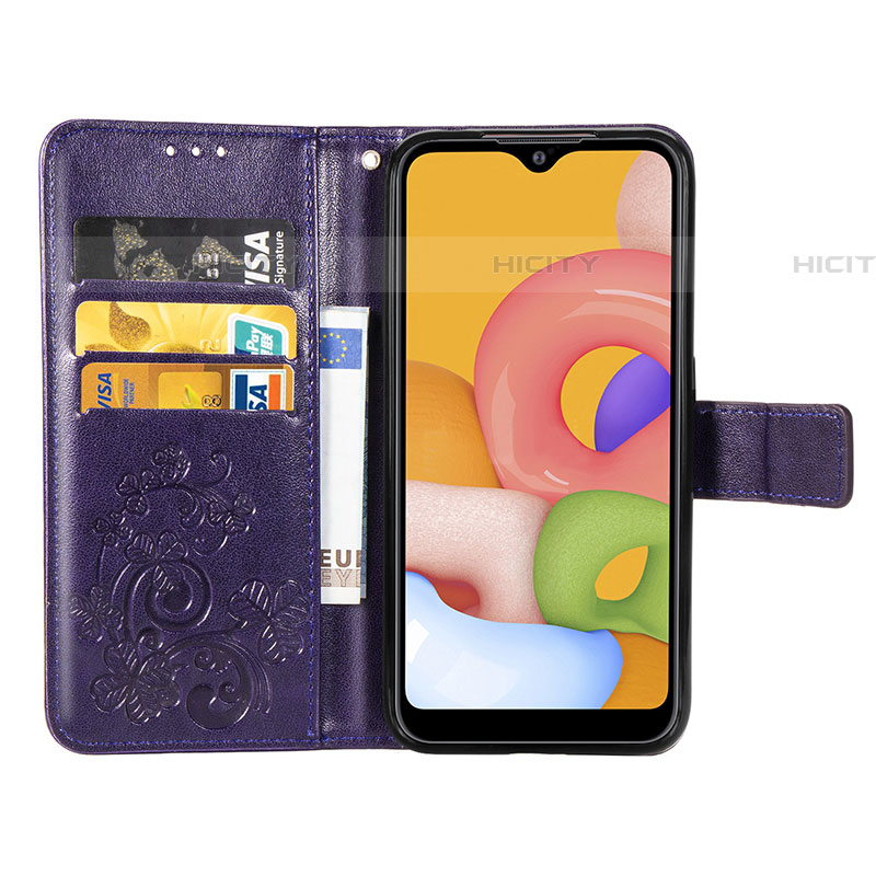 Handytasche Stand Schutzhülle Flip Leder Hülle Blumen für Samsung Galaxy A01 SM-A015