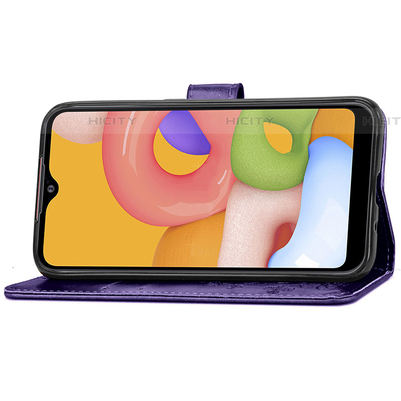 Handytasche Stand Schutzhülle Flip Leder Hülle Blumen für Samsung Galaxy A01 SM-A015