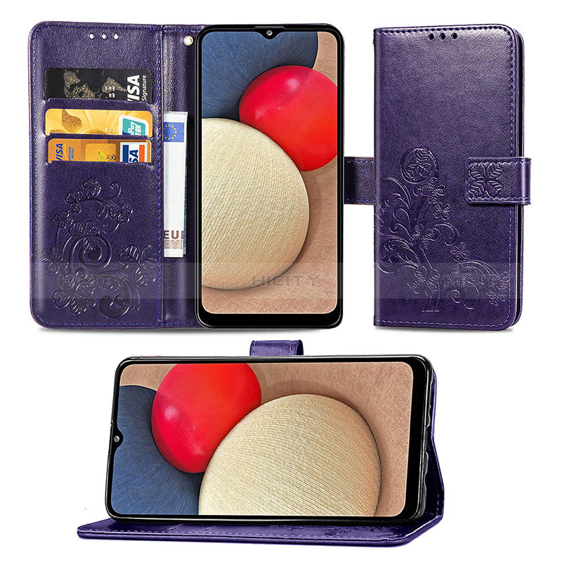 Handytasche Stand Schutzhülle Flip Leder Hülle Blumen für Samsung Galaxy A02s