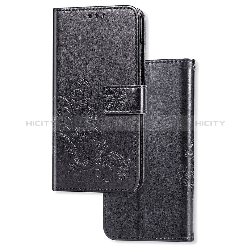 Handytasche Stand Schutzhülle Flip Leder Hülle Blumen für Samsung Galaxy A02s Schwarz