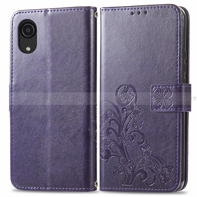 Handytasche Stand Schutzhülle Flip Leder Hülle Blumen für Samsung Galaxy A03 Core Violett Plus