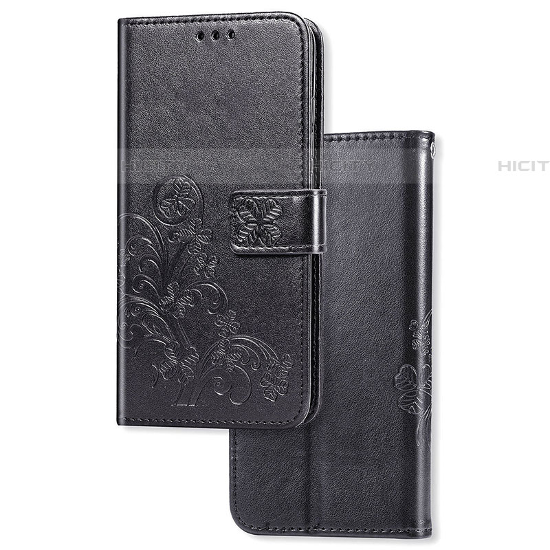 Handytasche Stand Schutzhülle Flip Leder Hülle Blumen für Samsung Galaxy A03s Schwarz