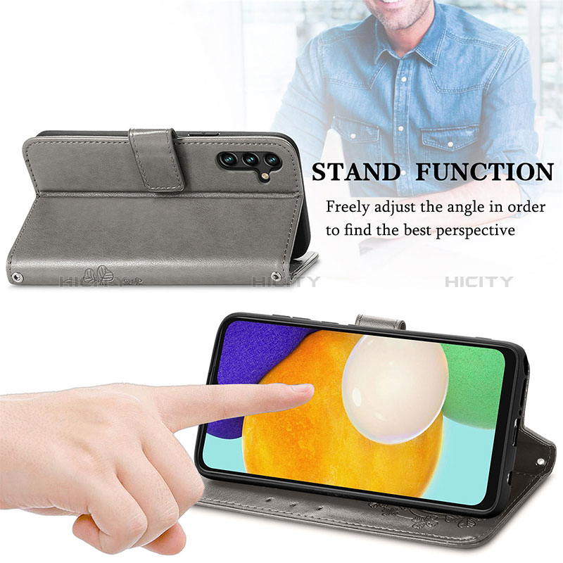 Handytasche Stand Schutzhülle Flip Leder Hülle Blumen für Samsung Galaxy A04s