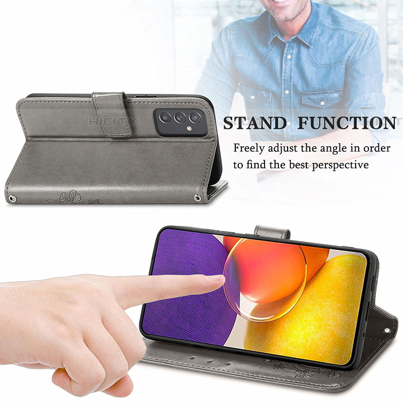 Handytasche Stand Schutzhülle Flip Leder Hülle Blumen für Samsung Galaxy A05s