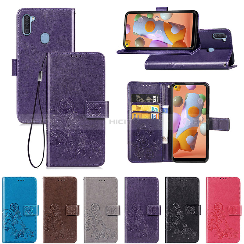 Handytasche Stand Schutzhülle Flip Leder Hülle Blumen für Samsung Galaxy A11