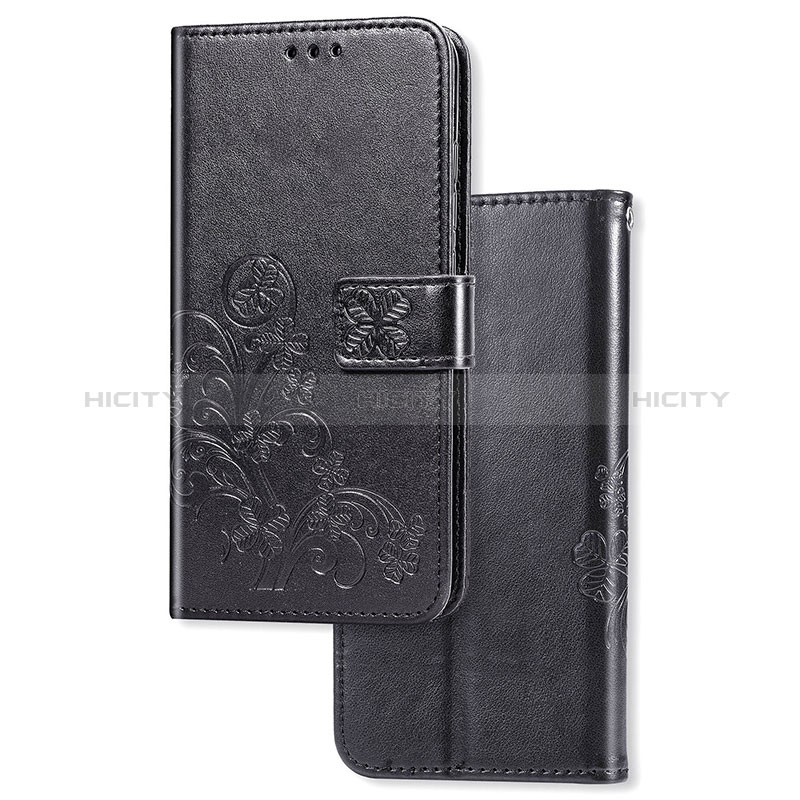 Handytasche Stand Schutzhülle Flip Leder Hülle Blumen für Samsung Galaxy A11 Schwarz Plus