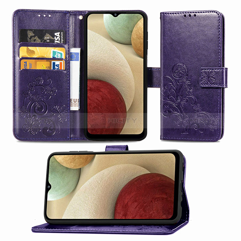 Handytasche Stand Schutzhülle Flip Leder Hülle Blumen für Samsung Galaxy A12 5G