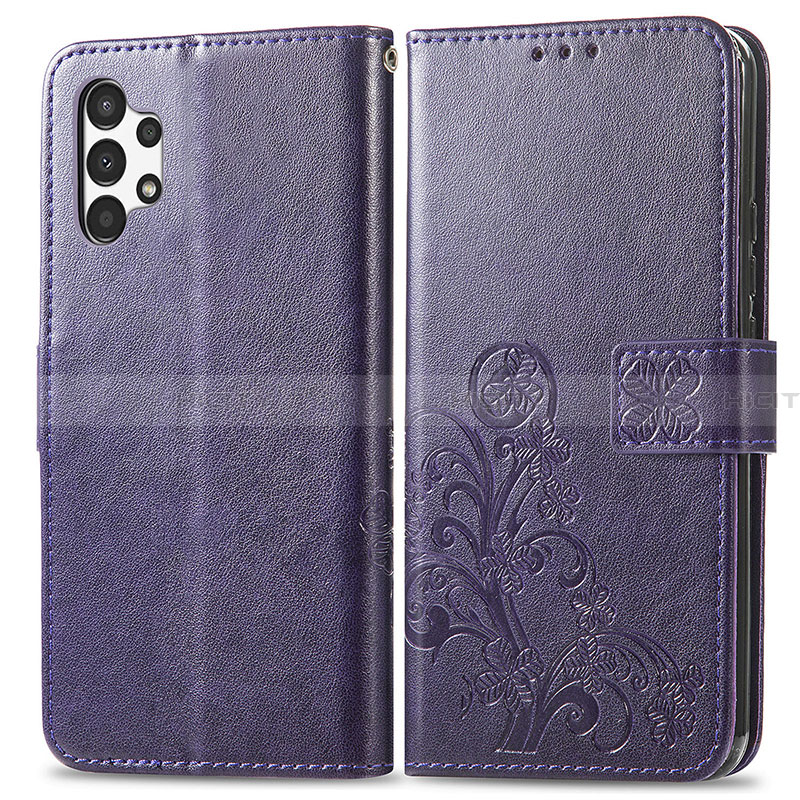 Handytasche Stand Schutzhülle Flip Leder Hülle Blumen für Samsung Galaxy A13 4G Violett