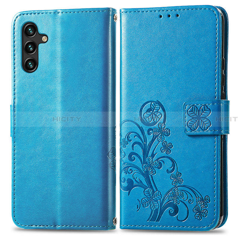 Handytasche Stand Schutzhülle Flip Leder Hülle Blumen für Samsung Galaxy A13 5G Blau Plus