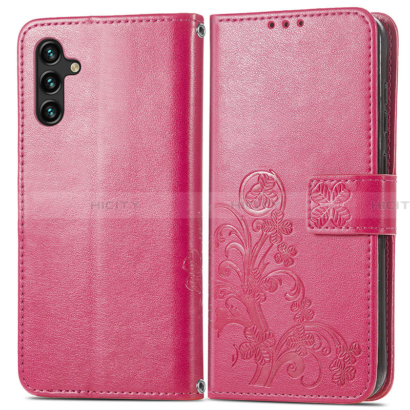 Handytasche Stand Schutzhülle Flip Leder Hülle Blumen für Samsung Galaxy A13 5G Rot Plus