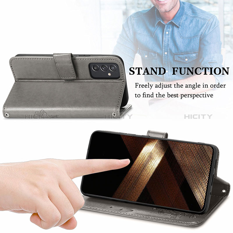 Handytasche Stand Schutzhülle Flip Leder Hülle Blumen für Samsung Galaxy A15 5G groß