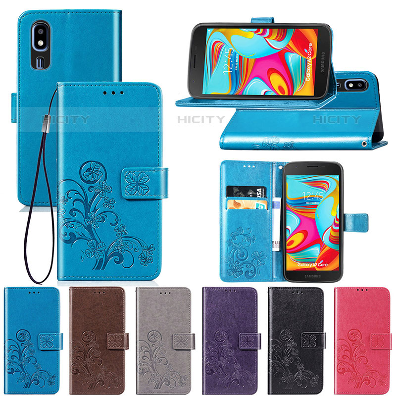 Handytasche Stand Schutzhülle Flip Leder Hülle Blumen für Samsung Galaxy A2 Core A260F A260G