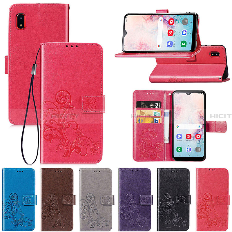 Handytasche Stand Schutzhülle Flip Leder Hülle Blumen für Samsung Galaxy A20 SC-02M SCV46 groß