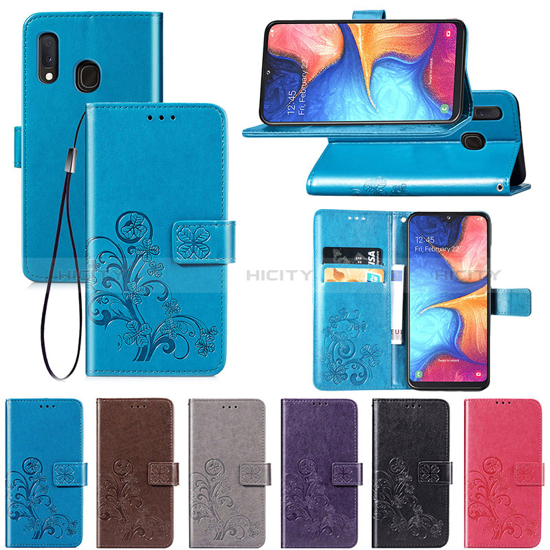 Handytasche Stand Schutzhülle Flip Leder Hülle Blumen für Samsung Galaxy A20e