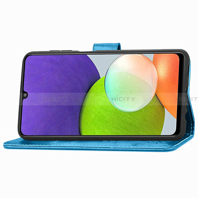 Handytasche Stand Schutzhülle Flip Leder Hülle Blumen für Samsung Galaxy A22 4G groß