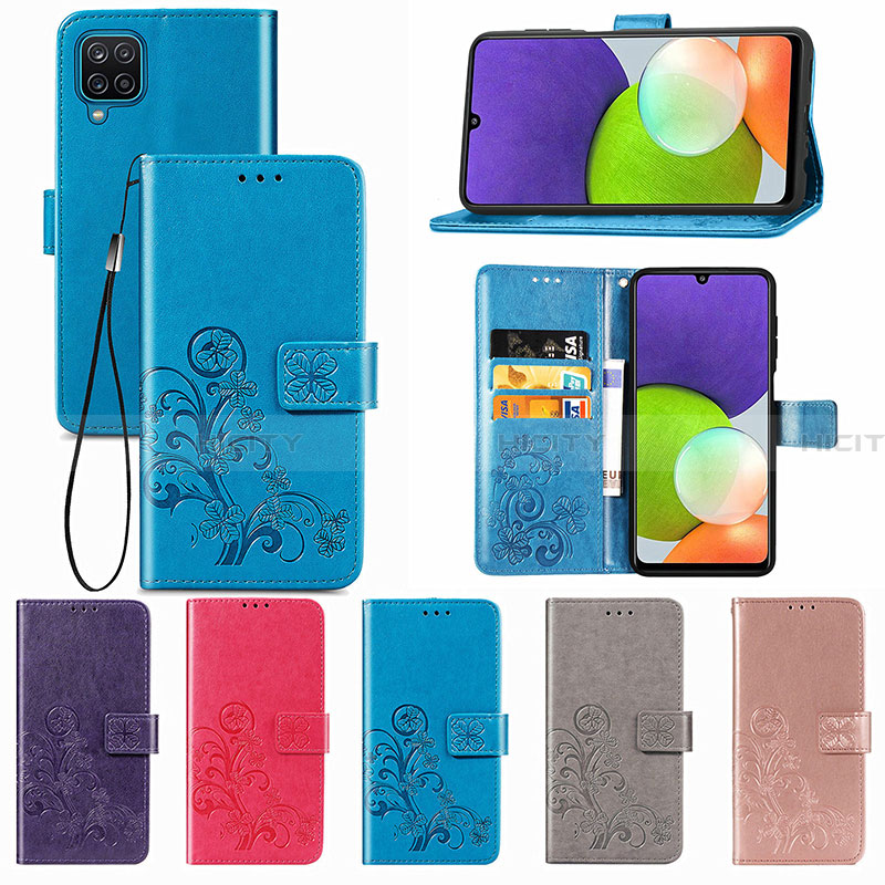 Handytasche Stand Schutzhülle Flip Leder Hülle Blumen für Samsung Galaxy A22 4G