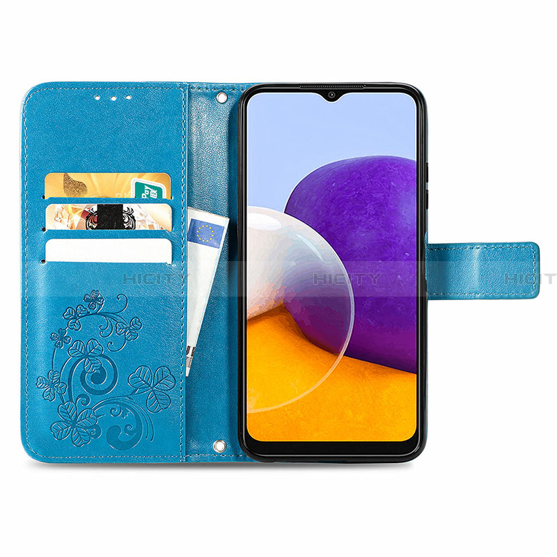 Handytasche Stand Schutzhülle Flip Leder Hülle Blumen für Samsung Galaxy A22 5G groß