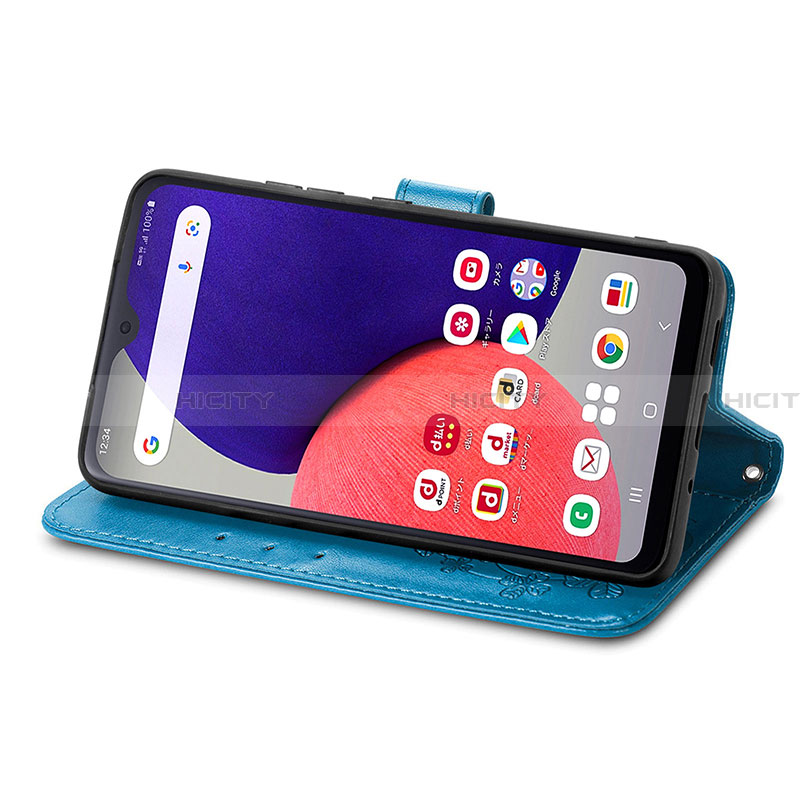 Handytasche Stand Schutzhülle Flip Leder Hülle Blumen für Samsung Galaxy A22 5G SC-56B