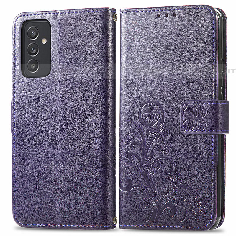 Handytasche Stand Schutzhülle Flip Leder Hülle Blumen für Samsung Galaxy A24 4G Violett