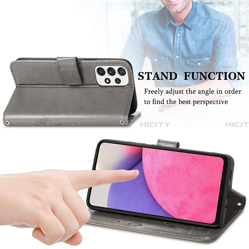 Handytasche Stand Schutzhülle Flip Leder Hülle Blumen für Samsung Galaxy A33 5G