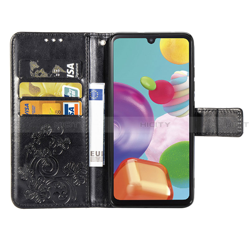 Handytasche Stand Schutzhülle Flip Leder Hülle Blumen für Samsung Galaxy A41 SC-41A groß