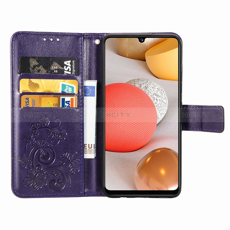 Handytasche Stand Schutzhülle Flip Leder Hülle Blumen für Samsung Galaxy A42 5G