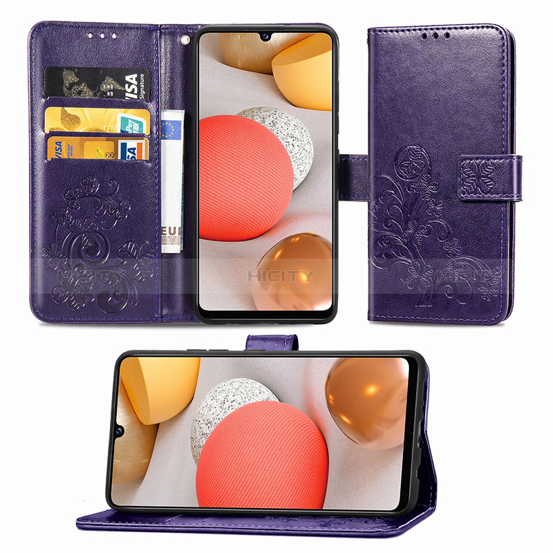 Handytasche Stand Schutzhülle Flip Leder Hülle Blumen für Samsung Galaxy A42 5G