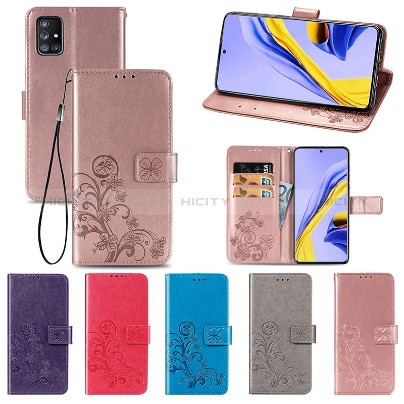 Handytasche Stand Schutzhülle Flip Leder Hülle Blumen für Samsung Galaxy A51 4G