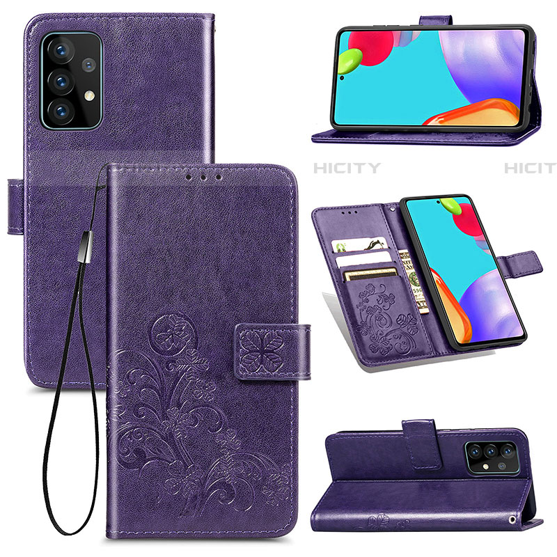 Handytasche Stand Schutzhülle Flip Leder Hülle Blumen für Samsung Galaxy A52 5G