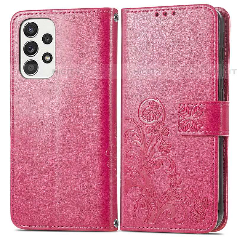 Handytasche Stand Schutzhülle Flip Leder Hülle Blumen für Samsung Galaxy A53 5G Rot