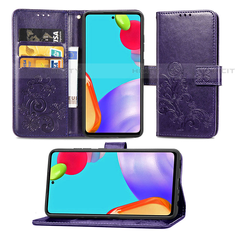 Handytasche Stand Schutzhülle Flip Leder Hülle Blumen für Samsung Galaxy A72 4G groß