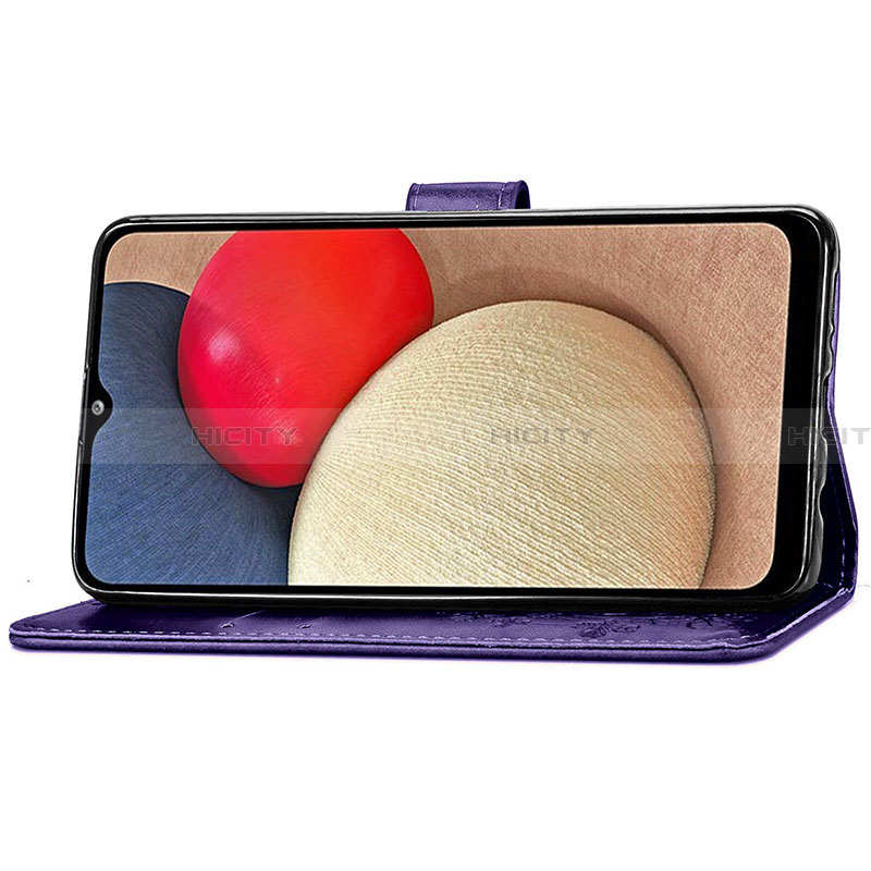 Handytasche Stand Schutzhülle Flip Leder Hülle Blumen für Samsung Galaxy F02S SM-E025F