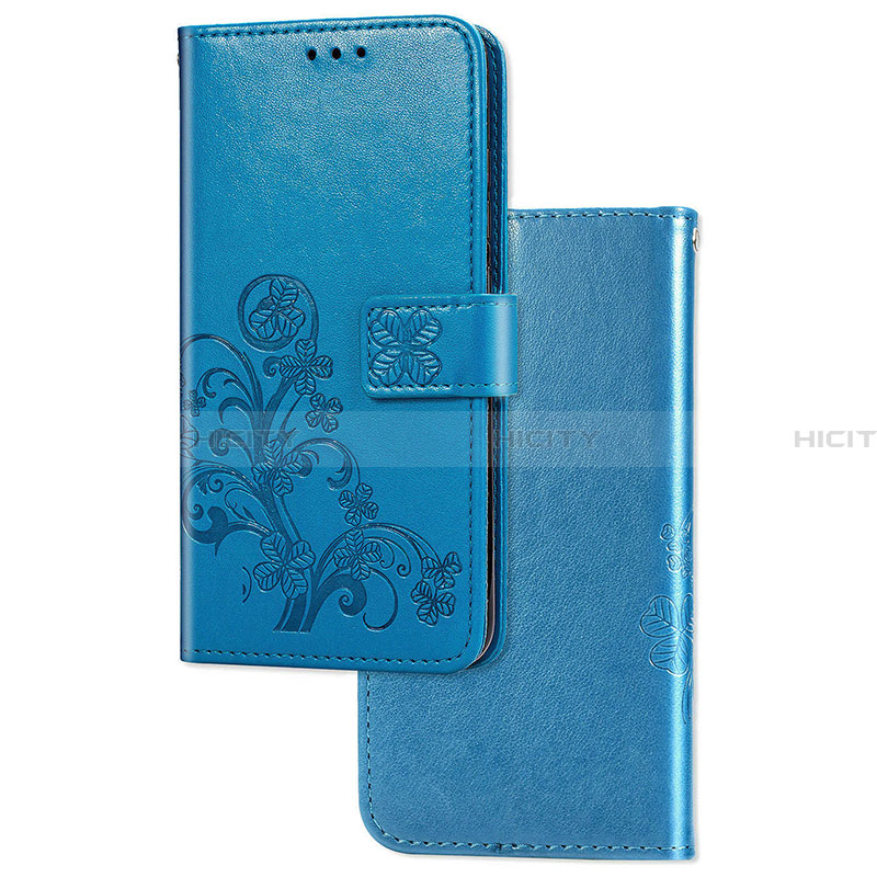 Handytasche Stand Schutzhülle Flip Leder Hülle Blumen für Samsung Galaxy F02S SM-E025F Blau