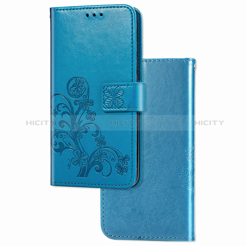 Handytasche Stand Schutzhülle Flip Leder Hülle Blumen für Samsung Galaxy F12 Blau Plus