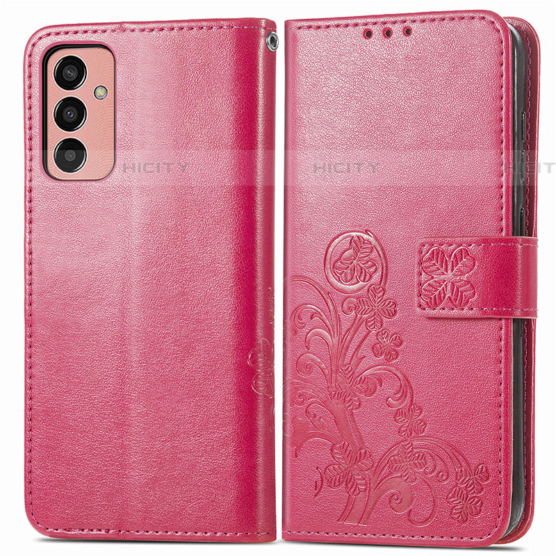 Handytasche Stand Schutzhülle Flip Leder Hülle Blumen für Samsung Galaxy F13 4G Rot