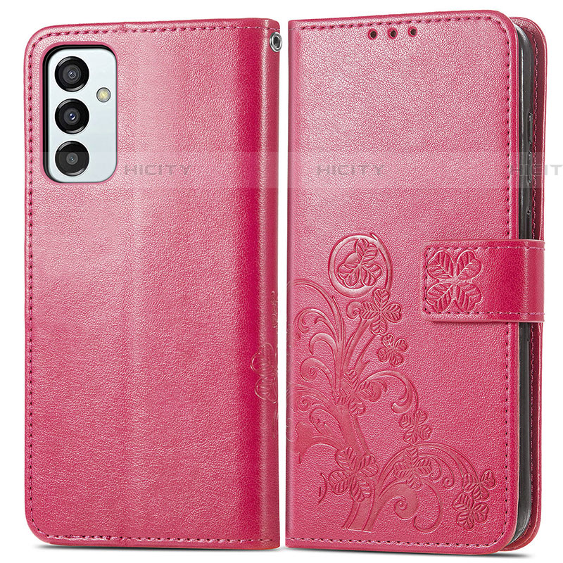 Handytasche Stand Schutzhülle Flip Leder Hülle Blumen für Samsung Galaxy F23 5G Rot