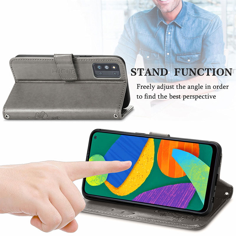 Handytasche Stand Schutzhülle Flip Leder Hülle Blumen für Samsung Galaxy F52 5G