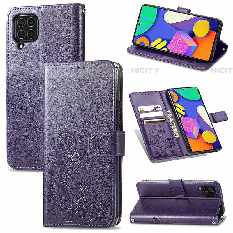 Handytasche Stand Schutzhülle Flip Leder Hülle Blumen für Samsung Galaxy F62 5G groß