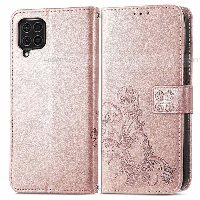 Handytasche Stand Schutzhülle Flip Leder Hülle Blumen für Samsung Galaxy F62 5G Rosa Plus