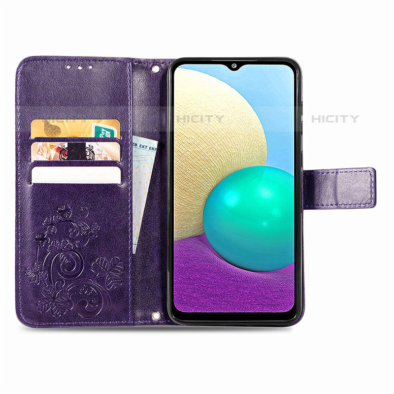 Handytasche Stand Schutzhülle Flip Leder Hülle Blumen für Samsung Galaxy M02 groß