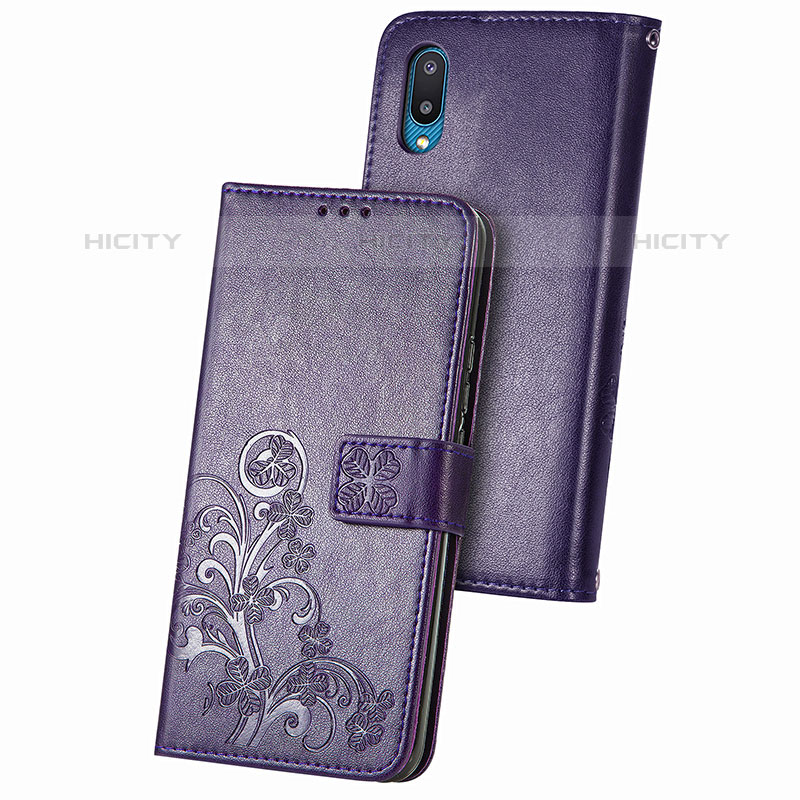 Handytasche Stand Schutzhülle Flip Leder Hülle Blumen für Samsung Galaxy M02 groß