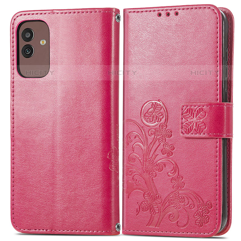 Handytasche Stand Schutzhülle Flip Leder Hülle Blumen für Samsung Galaxy M13 5G Rot