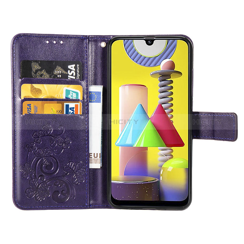 Handytasche Stand Schutzhülle Flip Leder Hülle Blumen für Samsung Galaxy M21s