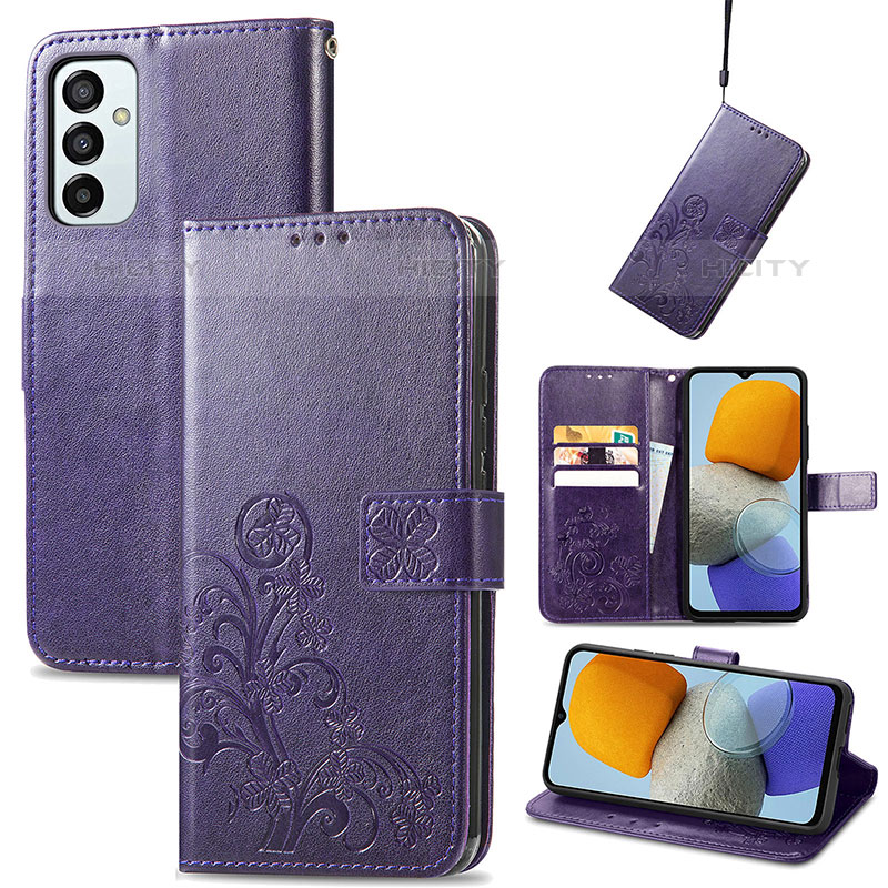 Handytasche Stand Schutzhülle Flip Leder Hülle Blumen für Samsung Galaxy M23 5G