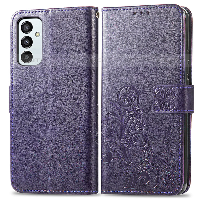 Handytasche Stand Schutzhülle Flip Leder Hülle Blumen für Samsung Galaxy M23 5G Violett